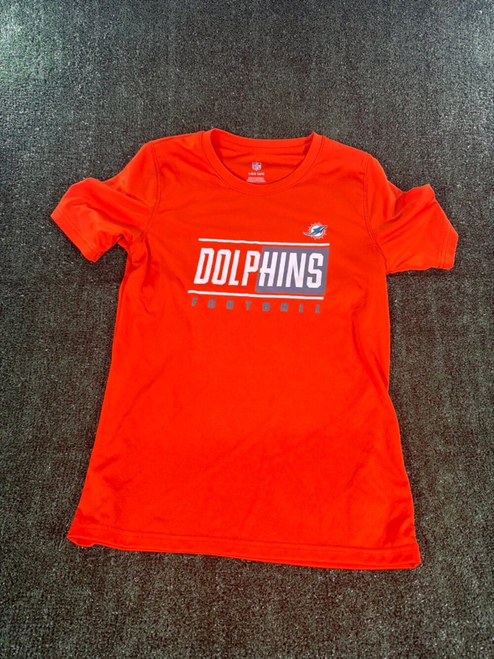 NFL Miami Dolphins Football Tee Youth L 14/16 Orange